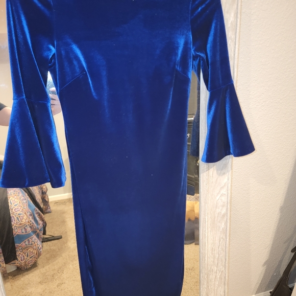 blue velvet calvin klein dress Calvin Klein Velvet Cold-Shoulder Dress